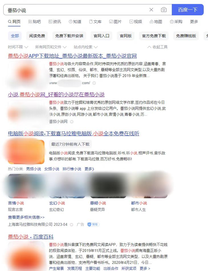 在電腦上用百度搜索番茄小說(shuō)